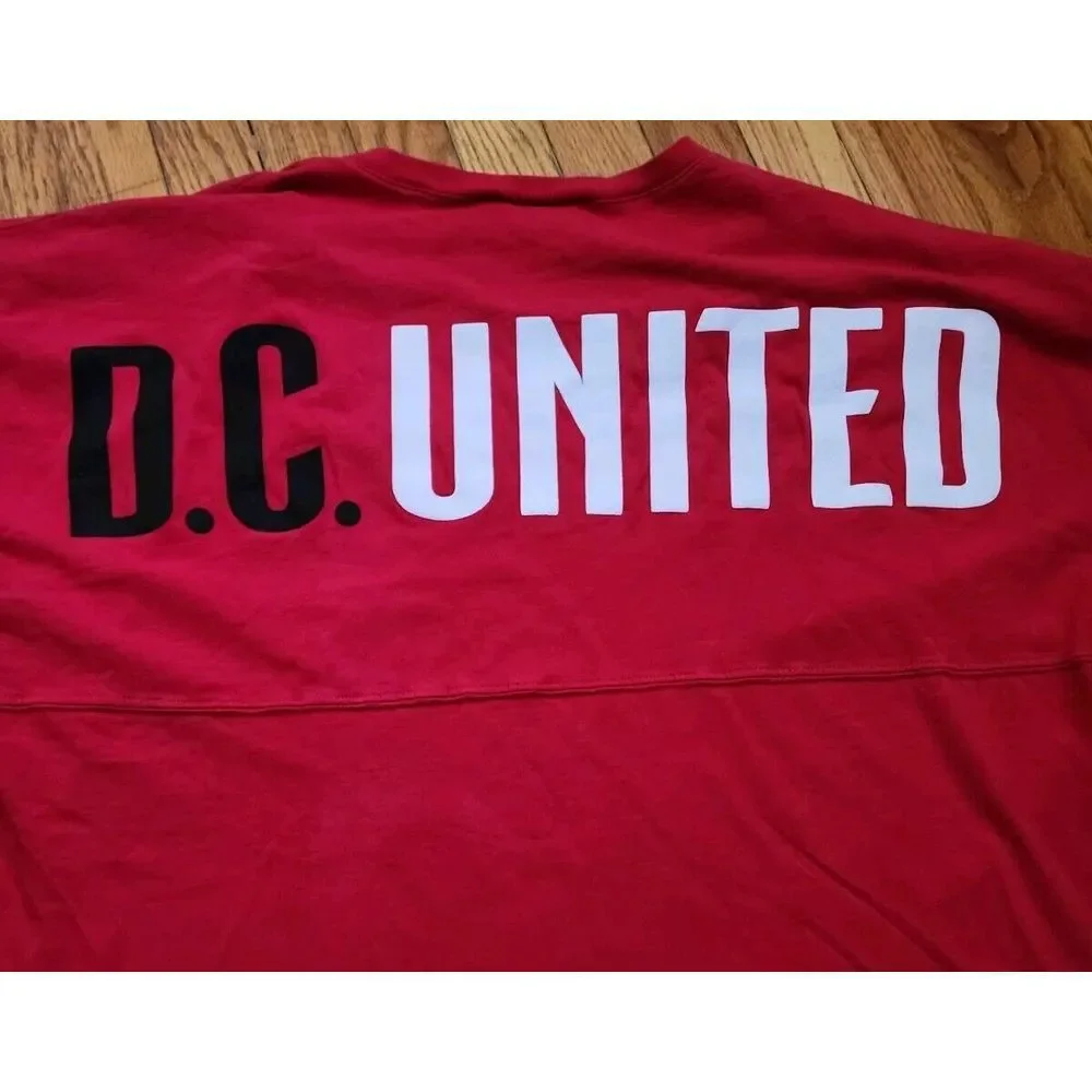 FANATICS D.C. UNITED SHIRT WOMENS LARGE RED SPIRIT JERSEY V-NECK MLS SOCCER